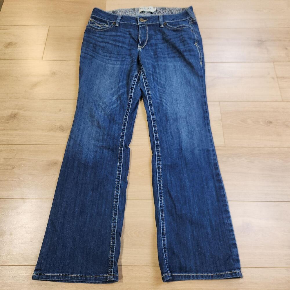 Ariat REAL Denim Jeans Womens 34R Medium Wash Blue Mid Rise Bootcut Stretch